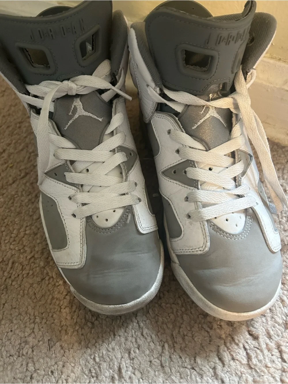 Jordan 6 grade school White and Gray High-Top Sneakers
